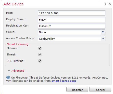 FMC Add device widget