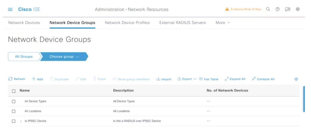 Network Device Groups Cisco ISE