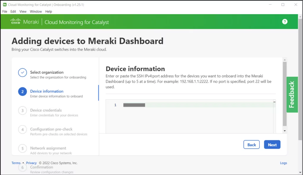 Meraki Dashboard - Cisco switch onboarding - device information by Grandmetric