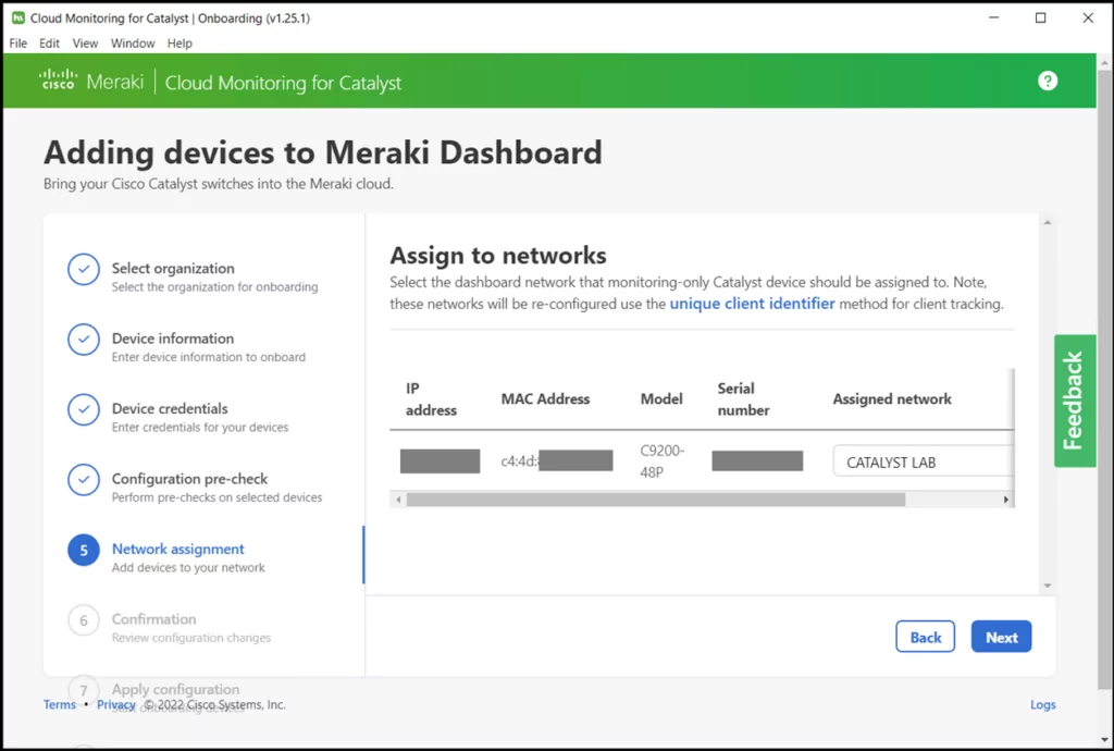 Meraki dashboard – assigning the switch to the network by Grandmetric