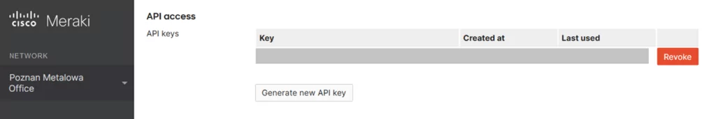 Generating API key in Meraki Dashboard by Grandmetric